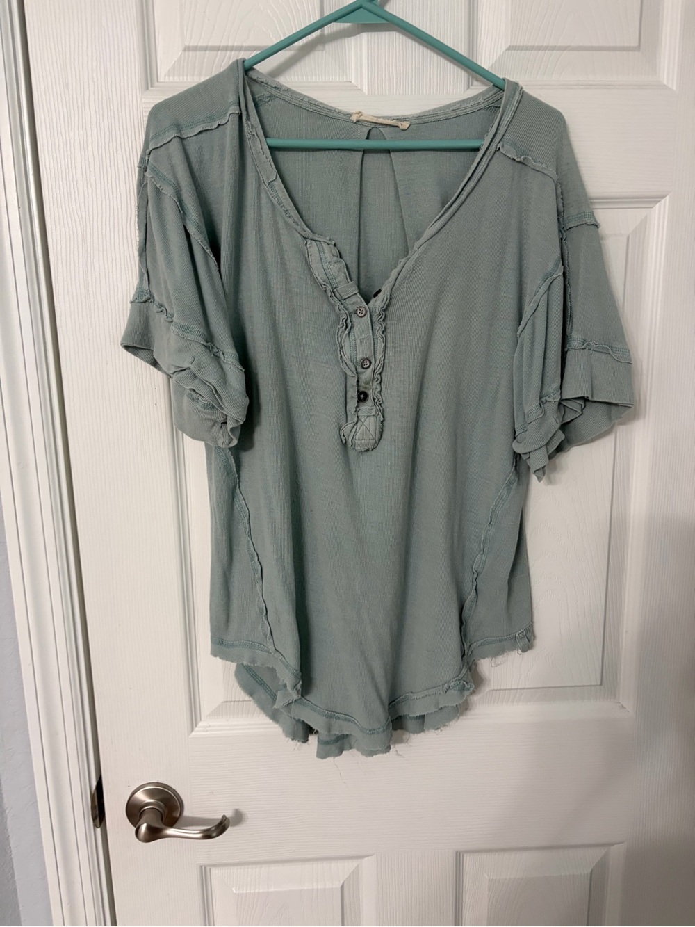 Free people Light Sage Short-Sleeve Henley Top